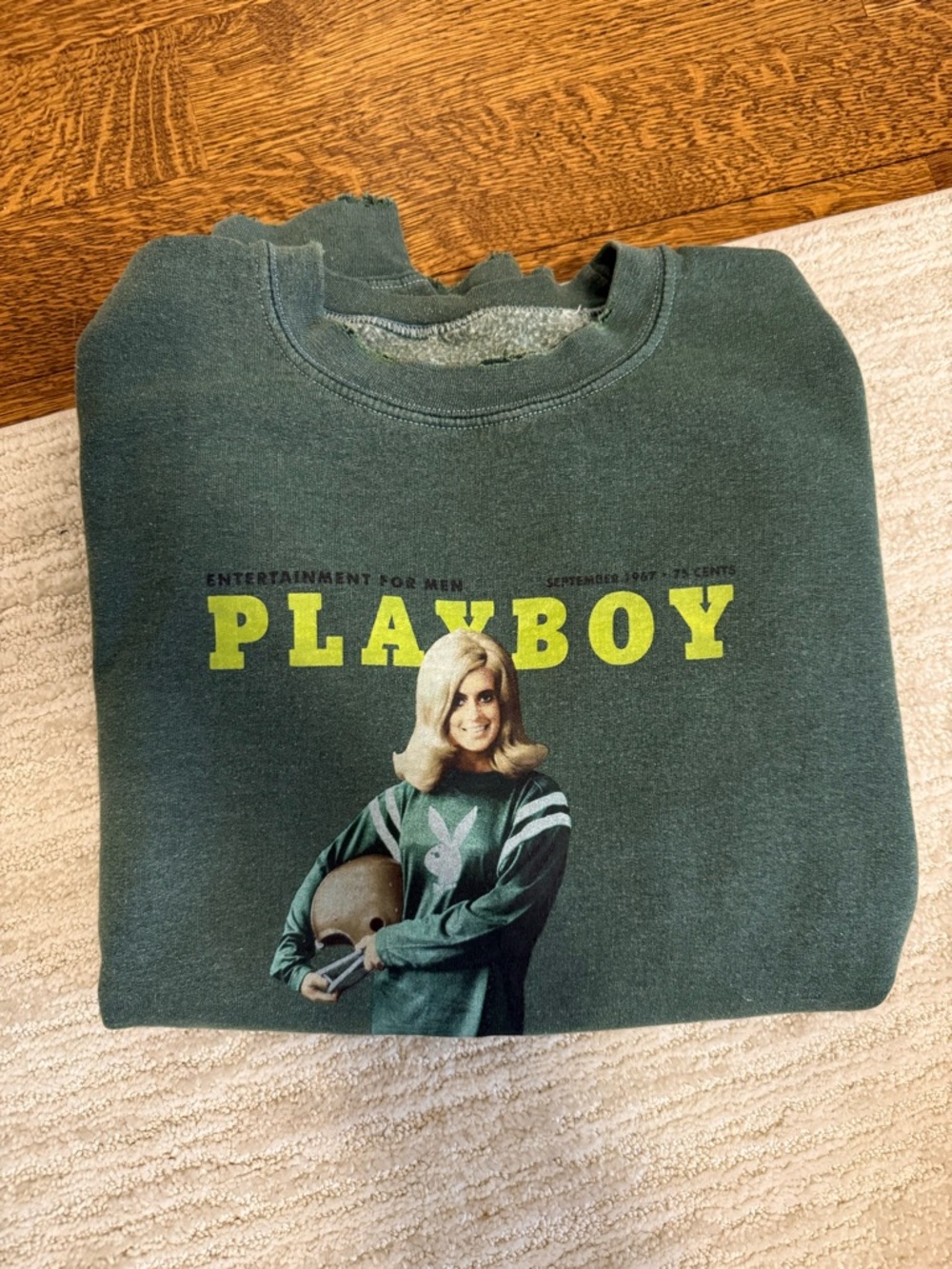 PLAYBOY Forest Green Crewneck with Yellow Logo and Graphic